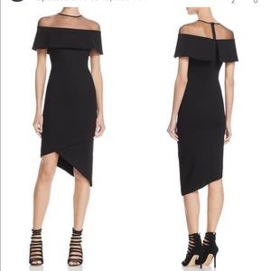 Elliatt / Revolve Apparition Illusion Black midi cocktail mesh shoulder Dress S